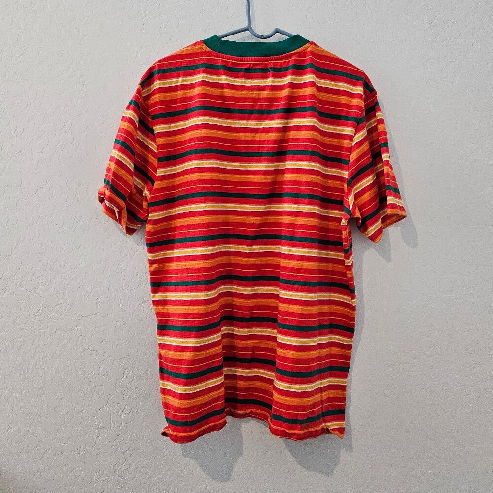 Men's GUESS x JBalvin Vibras Collection Striped Colorful Ringer T-shirt Retro MD - Picture 5 of 8